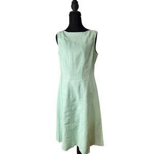 Anne Klein 100% Linen Shift Dress Sz 6 Sleeveless Classic Old Money Luxury